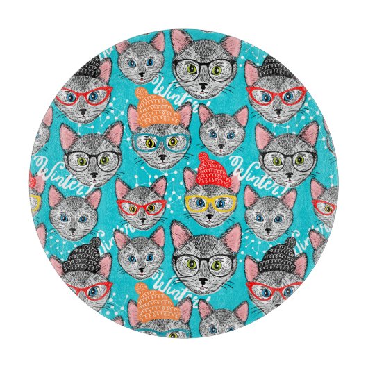 帽子をかぶった猫 カッティングボード (正面)