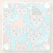 帽子をかぶった猫 ガラスコースター (裏面)