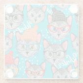 帽子をかぶった猫 ガラスコースター (裏面)