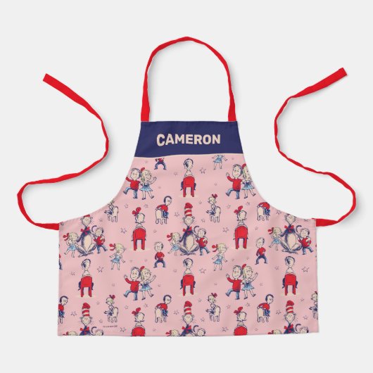 帽子をかぶった猫 | キッズパターン エプロン (正面)