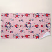 帽子をかぶった猫 | キッズパターン ビーチタオル (正面)