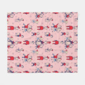 帽子をかぶった猫 | キッズパターン フリースブランケット (正面(横))