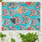 帽子をかぶった猫 キッチンタオル (折り畳み)