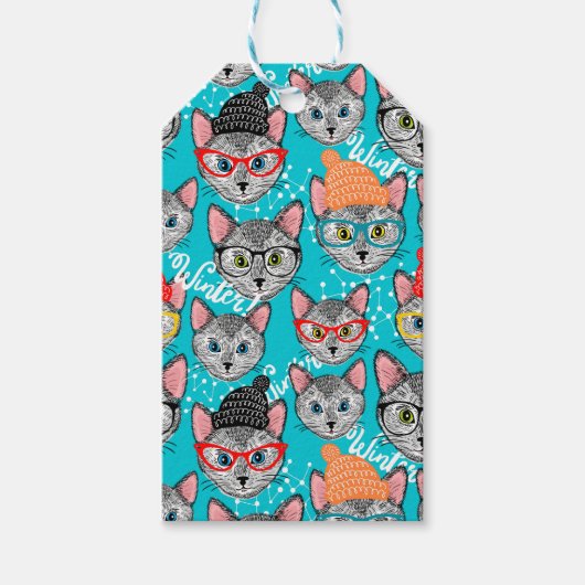 帽子をかぶった猫 ギフトタグ (正面)