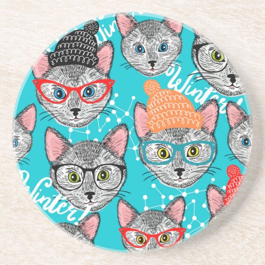 帽子をかぶった猫 コースター (正面)