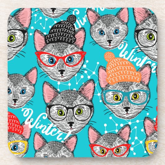 帽子をかぶった猫 コースター (正面)