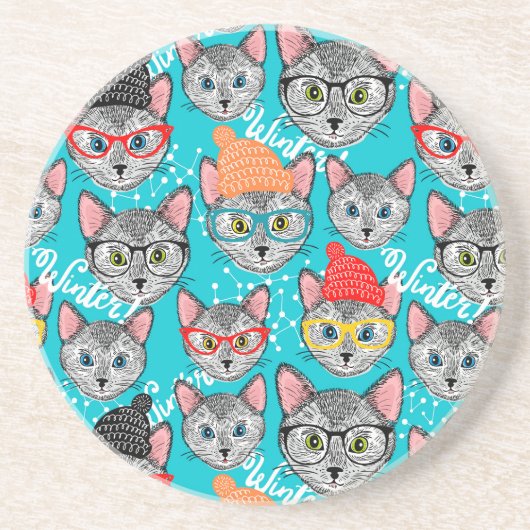 帽子をかぶった猫 コースター (正面)