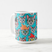 帽子をかぶった猫 コーヒーマグカップ (正面左)