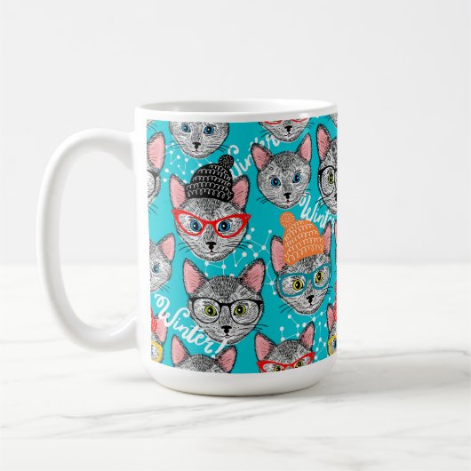 帽子をかぶった猫 コーヒーマグカップ (左)