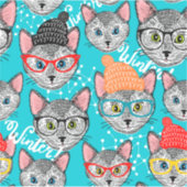 帽子をかぶった猫 シール (正面)