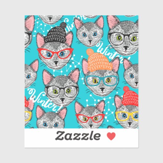 帽子をかぶった猫 シール (シート)