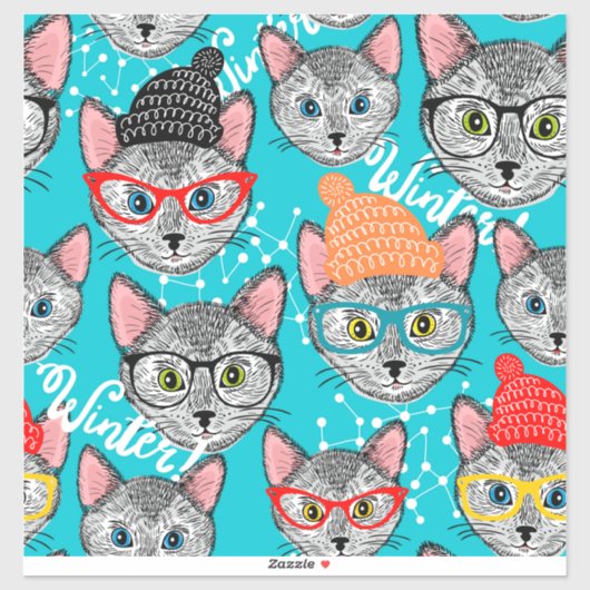 帽子をかぶった猫 シール (シート)