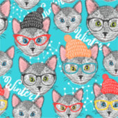 帽子をかぶった猫 シール (正面)