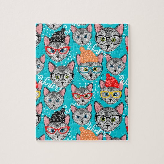 帽子をかぶった猫 ジグソーパズル (縦)