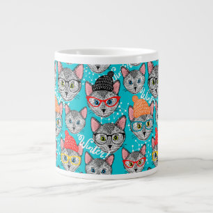 帽子をかぶった猫 ジャンボコーヒーマグカップ