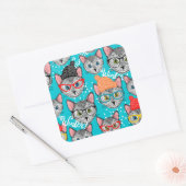 帽子をかぶった猫 スクエアシール (封筒)