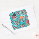 帽子をかぶった猫 スクエアシール (封筒)