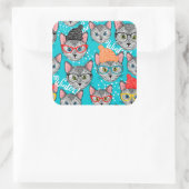 帽子をかぶった猫 スクエアシール (バッグ)