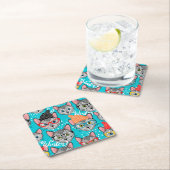 帽子をかぶった猫 スクエアペーパーコースター (インサイチュ)