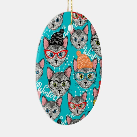 帽子をかぶった猫 セラミックオーナメント (右)
