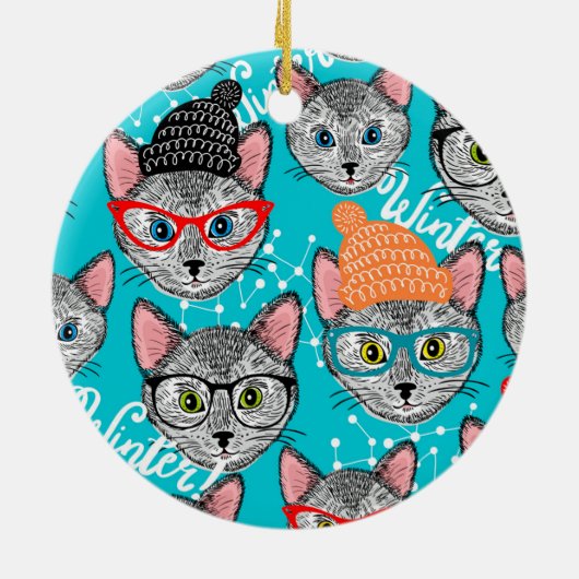 帽子をかぶった猫 セラミックオーナメント (裏面)