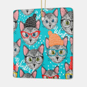 帽子をかぶった猫 セラミックオーナメント (左)