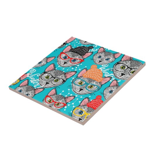 帽子をかぶった猫 タイル (側面)