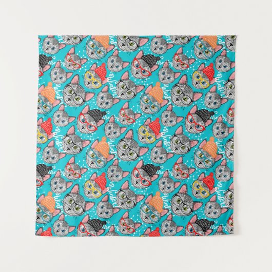 帽子をかぶった猫 タペストリー (正面)