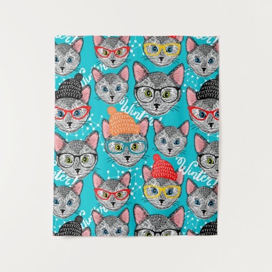 帽子をかぶった猫 タペストリー (正面)