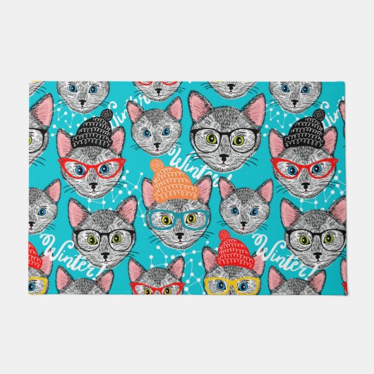 帽子をかぶった猫 ドアマット (正面)