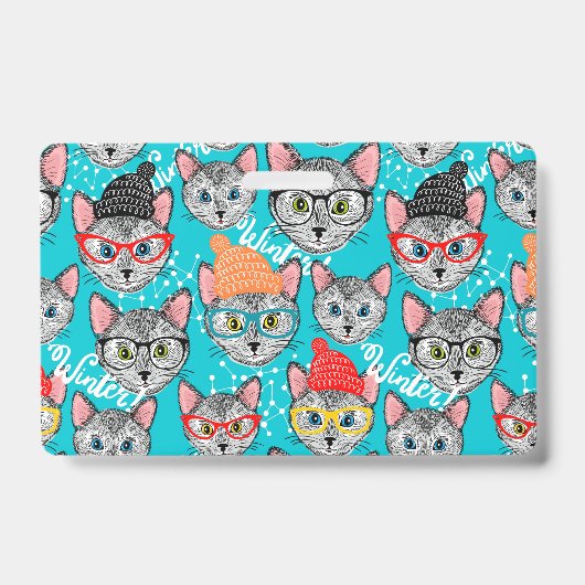 帽子をかぶった猫 バッジ (正面)