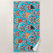 帽子をかぶった猫 ビーチタオル (正面)