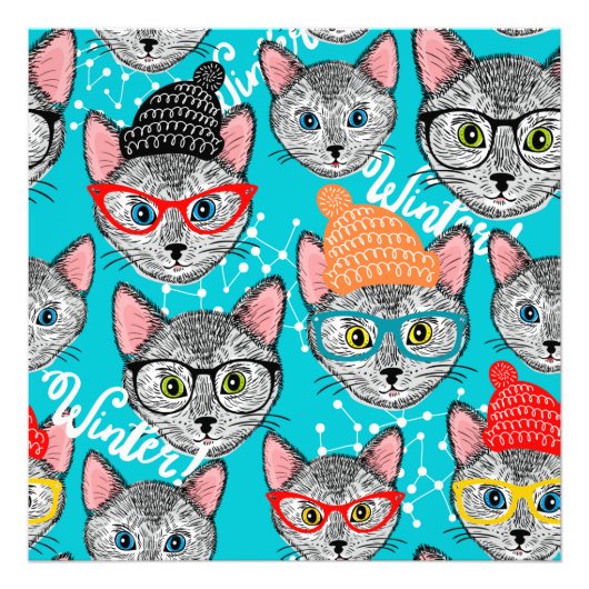 帽子をかぶった猫 フォトプリント            (正面)