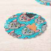 帽子をかぶった猫 ペーパーコースター (アングル)