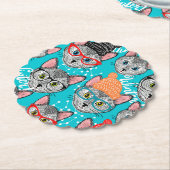 帽子をかぶった猫 ペーパーコースター (アングル)