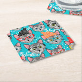 帽子をかぶった猫 ペーパーコースター (アングル)