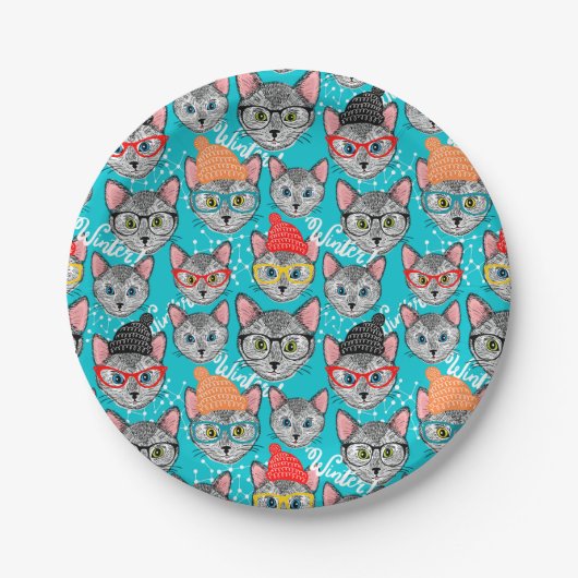 帽子をかぶった猫 ペーパープレート (正面)