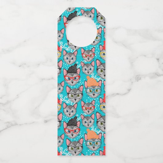 帽子をかぶった猫 ボトルネックタグ (正面)