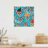 帽子をかぶった猫 ポスター (キッチン)