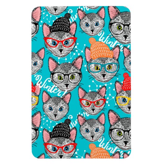 帽子をかぶった猫 マグネット (縦)