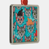 帽子をかぶった猫 メタルオーナメント (右)