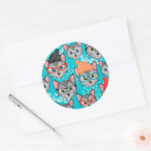 帽子をかぶった猫 ラウンドシール (封筒)