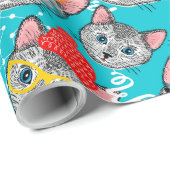 帽子をかぶった猫 ラッピングペーパー (ロールコーナー)