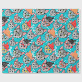 帽子をかぶった猫 ラッピングペーパー (フラット)