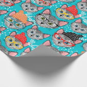 帽子をかぶった猫 ラッピングペーパー (角)