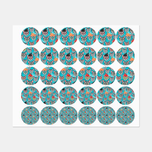 帽子をかぶった猫 ラベル (シート)