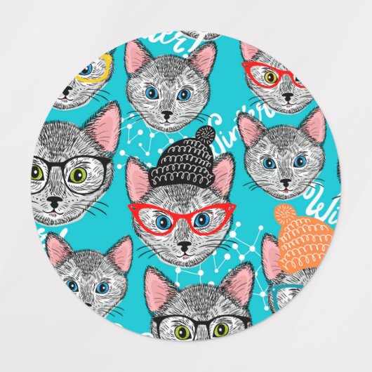 帽子をかぶった猫 ラベル (デザイン2)