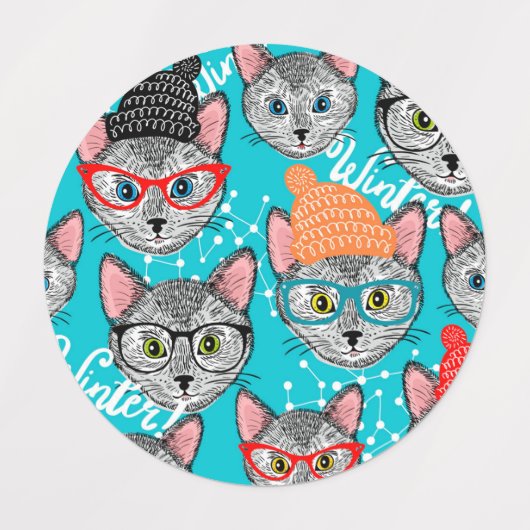 帽子をかぶった猫 ラベル (デザイン1)