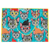 帽子をかぶった猫 ラージペーパーバッグ (裏面)