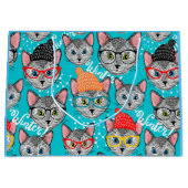 帽子をかぶった猫 ラージペーパーバッグ (正面)